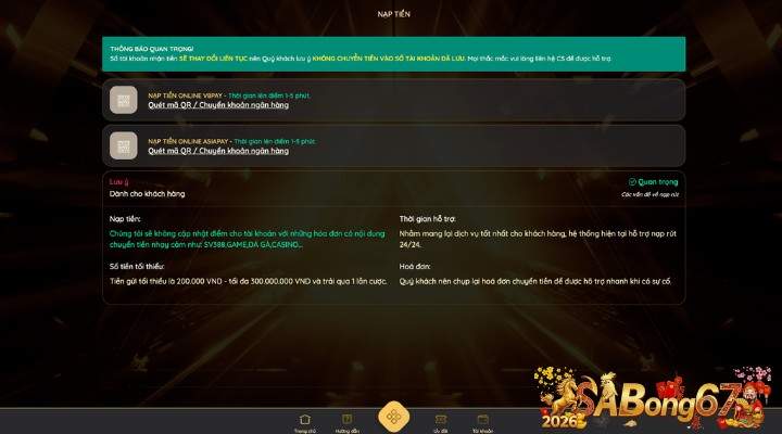 Chọn phương thức nạp tiền phù hợp