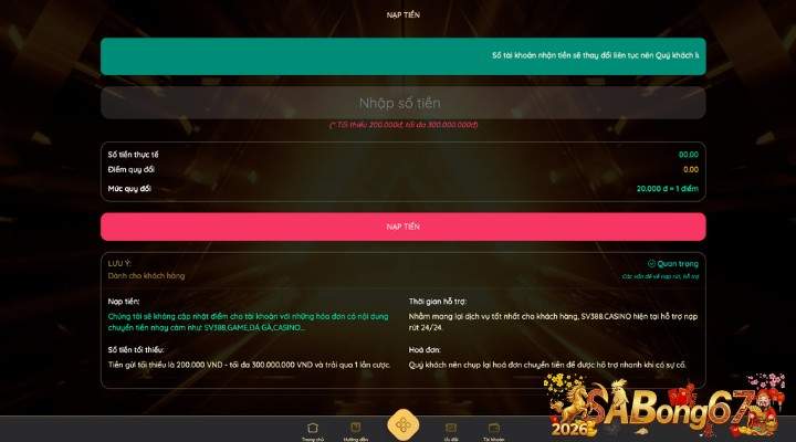 Điền số tiền muốn nạp