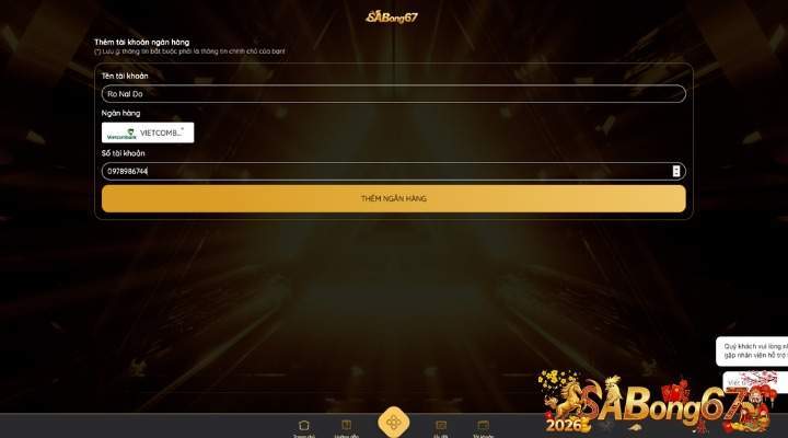 Thêm ngân hàng để rút tiền SABONG67